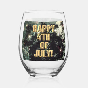 Fireworks 13 4th of July wine glass