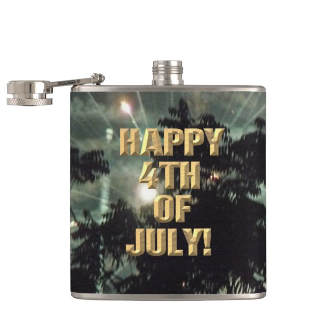 Fireworks 13 4th of July wrapped flask (Opened)