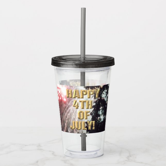Fireworks 14 4th of July acrylic tumbler (Front)