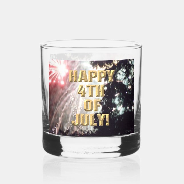 Fireworks 14 4th of July rocks glass (Front)