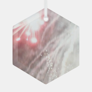 Fireworks 14 glass hexagon ornament