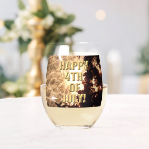 Fireworks 15 4th of July wine glass