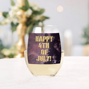 Fireworks 16 4th of July wine glass