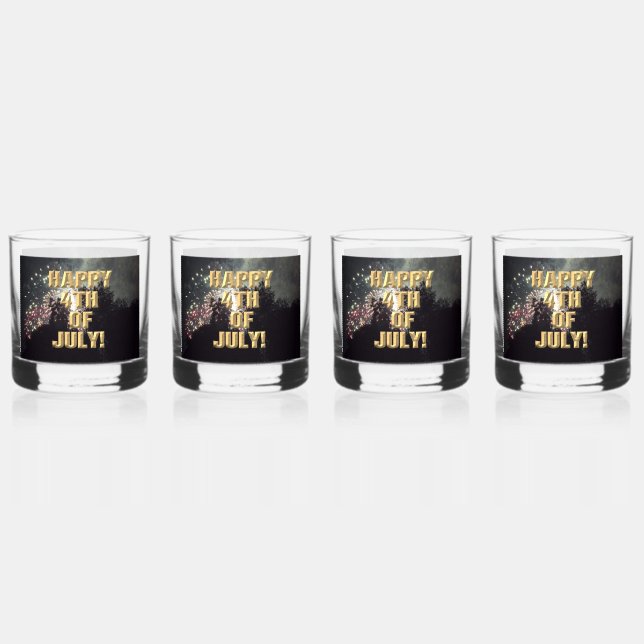 Fireworks 17 4th of July rocks glasses set of 4 (Front)