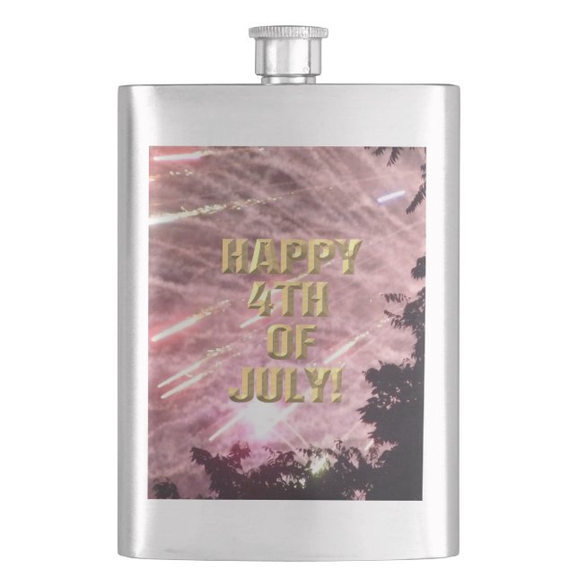 Fireworks 17 4th of July stainless steel flask (Front)