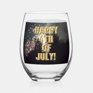 Fireworks 17 4th of July wine glass