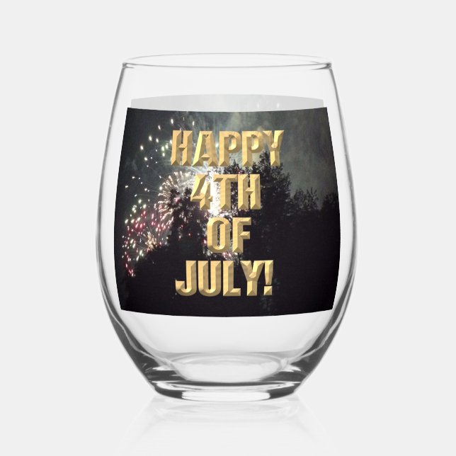 Fireworks 17 4th of July wine glass (Front)