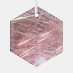 Fireworks 17 glass hexagon ornament