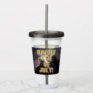 Fireworks 18 4th of July acrylic tumbler