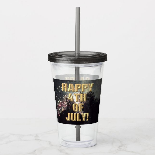 Fireworks 18 4th of July acrylic tumbler (Front)