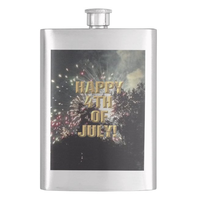 Fireworks 18 4th of July stainless steel flask (Front)