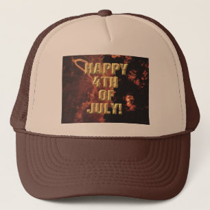 Fireworks 20 4th of July brown trucker hat