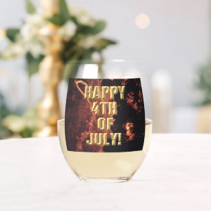 Fireworks 20 4th of July wine glass