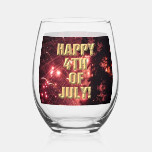 Fireworks 3 4th of July wine glass