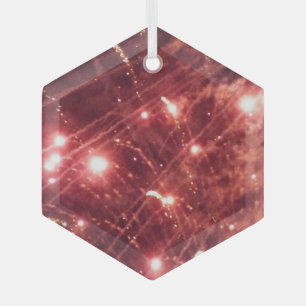 Fireworks 3 glass hexagon ornament