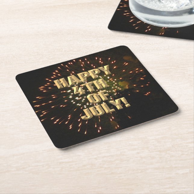 Fireworks 4 4th of July paper coasters (Angled)