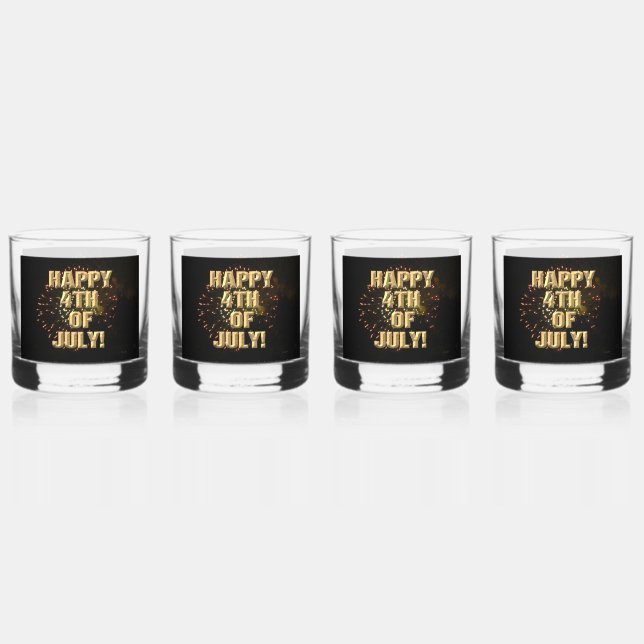 Fireworks 4 4th of July rocks glasses set of 4 (Front)