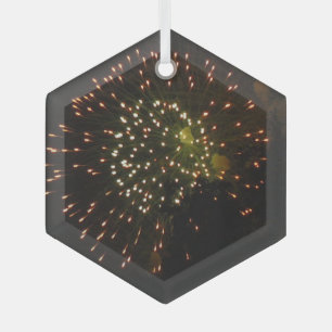 Fireworks 4 glass hexagon ornament