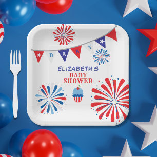 Fireworks 4th of July Baby Shower Paper Plate