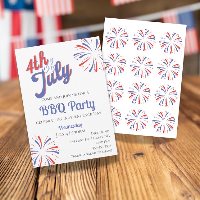 Fireworks 4th of July BBQ Party Invitation (Creator Uploaded)