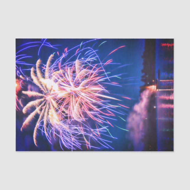 Fireworks 4th Of July Blue Independence Day Tissue Paper (Front)