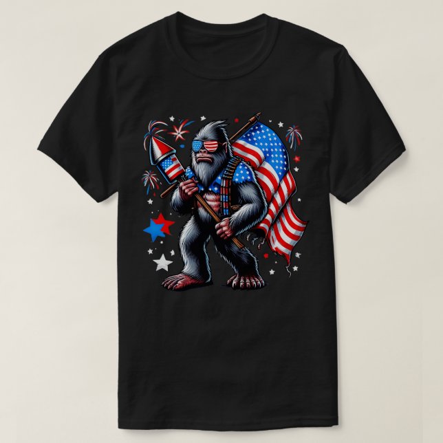 Fireworks 4th of July Funny American Flag USA Desi T-Shirt (Design Front)