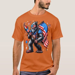Fireworks 4th of July Funny American Flag USA Desi T-Shirt