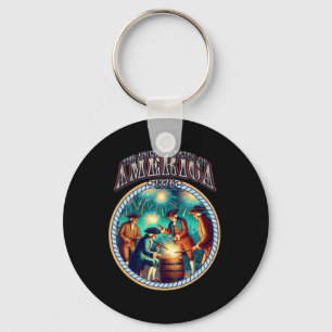 Fireworks 4th Of July Independence Patriotic 1776  Key Ring