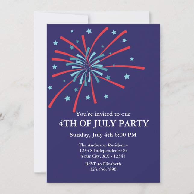 Fireworks 4th of July Party Invitation (Front)