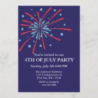 Fireworks 4th of July Party Invitation