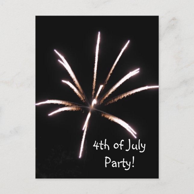 Fireworks 4th of July Party Invitation Postcard (Front)