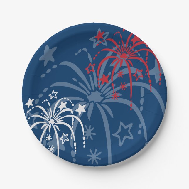 Fireworks 4th of July Party Paper Plate (Front)