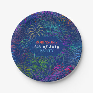 Fireworks 4th of July Party   Personalised Summer Paper Plate
