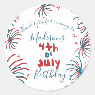 Fireworks 4th of July Stars BBQ Birthday Classic Round Sticker