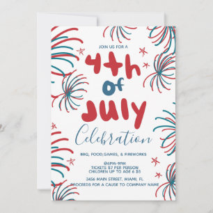 Fireworks 4th of July Stars BBQ Flyer Invitation