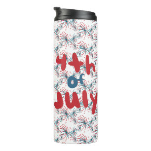 Fireworks 4th of July Stars Doodles Thermal Tumbler