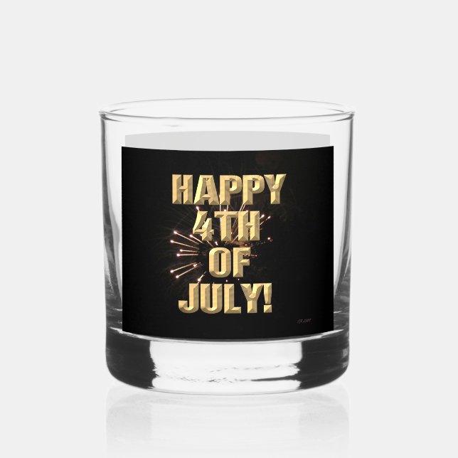 Fireworks 5 4th of July rocks glass (Front)