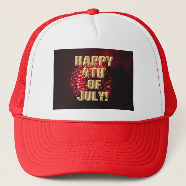 Fireworks 7 4th of July red trucker hat (Front)