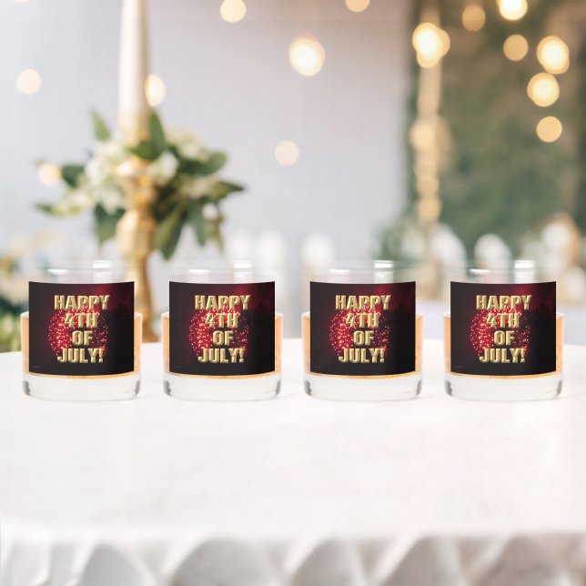 Fireworks 7 4th of July rocks glasses set of 4 (Insitu (Wedding))