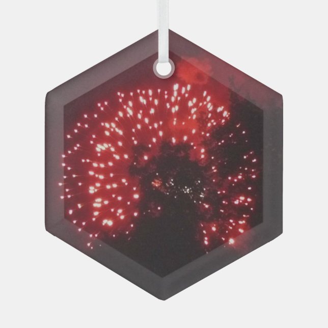 Fireworks 7 glass hexagon ornament (Front)