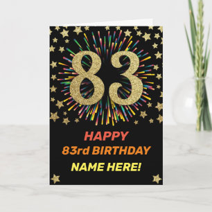 Fireworks 83rd Birthday Colorful Rainbow Gold Card