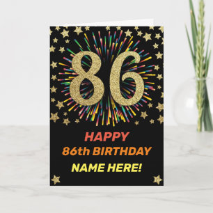 Fireworks 86th Birthday Colorful Rainbow Gold Card