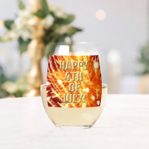 Fireworks 8 4th of July wine glass