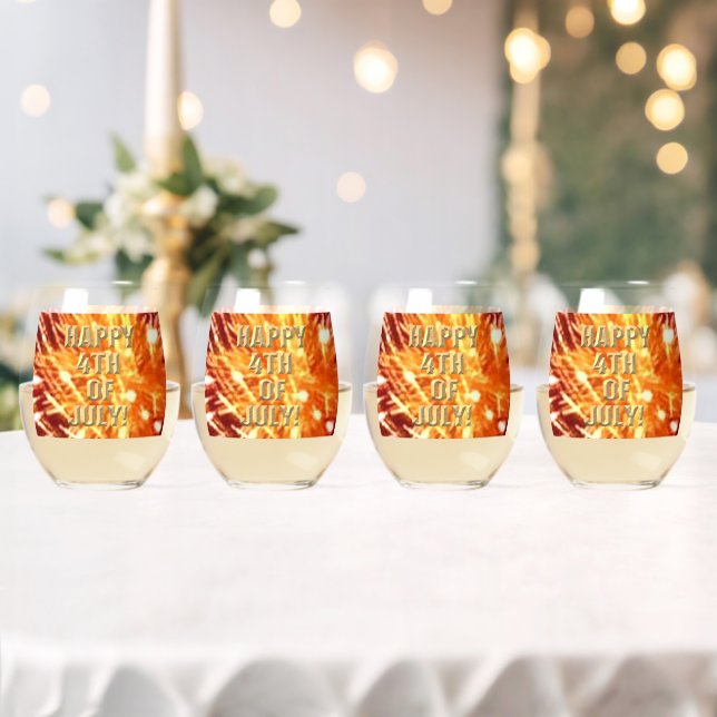 Fireworks 8 4th of July wine glasses set of 4 (Insitu (Wedding))