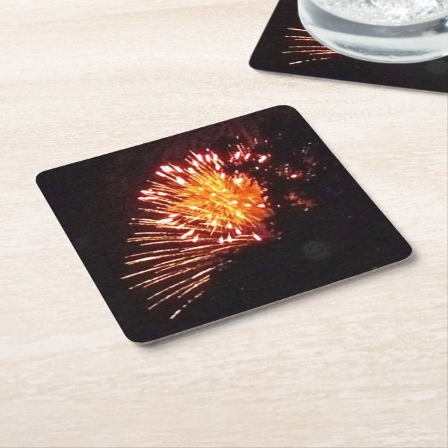 Fireworks 8 paper coasters (Angled)