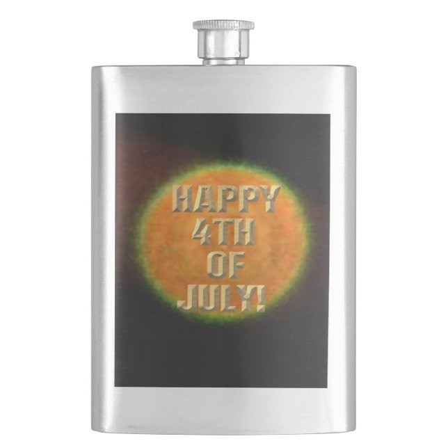 Fireworks 9 4th of July stainless steel flask (Front)