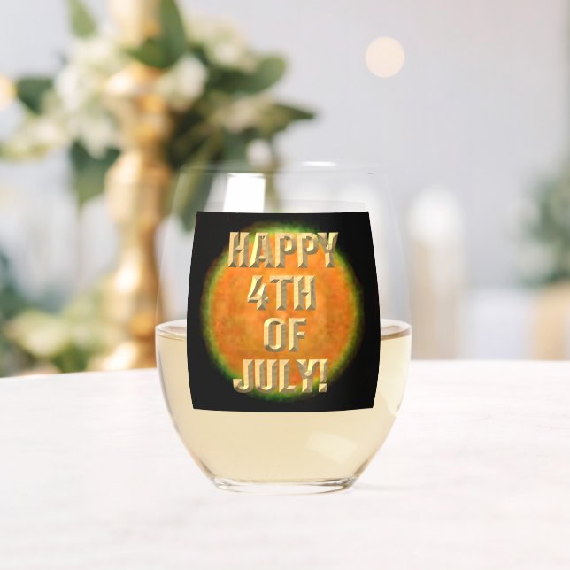 Fireworks 9 4th of July wine glass (Insitu (Wedding))