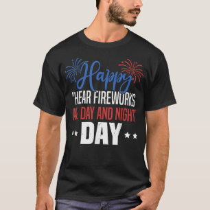 Fireworks All Day and Night 4th Of July Eagle Amer T-Shirt