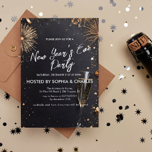 Fireworks And Champagne New Year's Eve Party Invitation