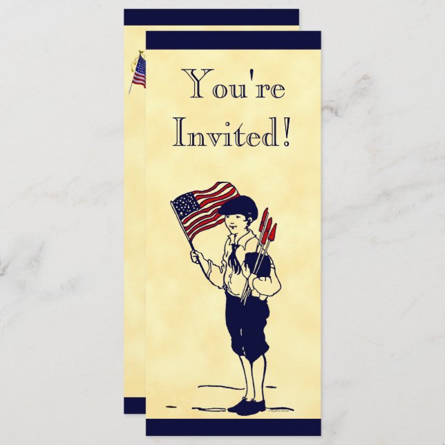 Fireworks and Flag 4th of July Custom Invitation (Front/Back)